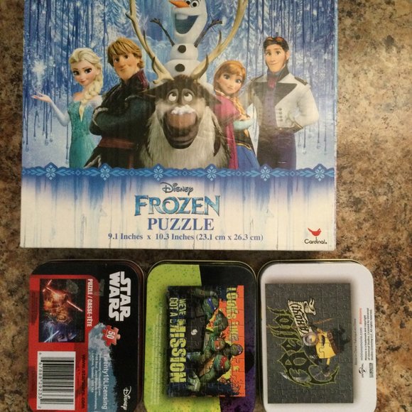 Lot of 4 puzzles frozen, star wars, minions, ninja turtles, very good condition - Picture 4 of 4